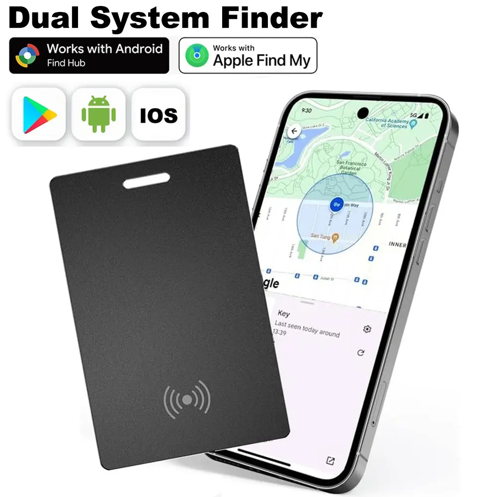 Dual System Android/iOS Wallet Tracker, Wireless Charging, Precise Location, Smart Card for Passport, Bag, Wallet, Luggage