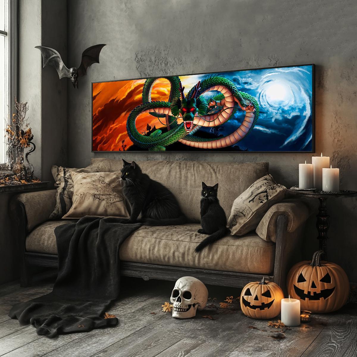 Dragon Pattern Canvas Painting without Frame, 1 Count Creative Dragon Pattern Wall Art, Wall Art Decor for Home Living Room Bedroom Office, Art Wall Decoration