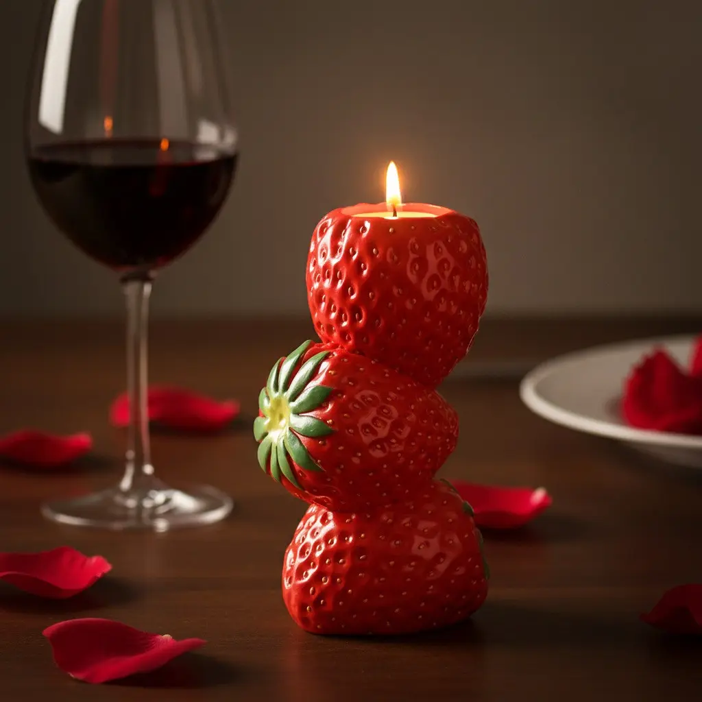 4 Styles Stacked Fruit Candle Holders, Apple Lemon Strawberry Shaped Tealight Holders, Minimalist Tabletop Decor, Home Decor Ornament, Candle Stick Holders