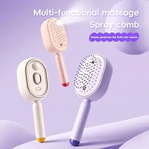 Auto Cleaning Spray Equipped Electric Air Cushion Comb For Scalp Massage, Anti Static Feature Repairs Dry Frizzy Hair For Smooth Volumized Style, Essential Oils Excluded From Package