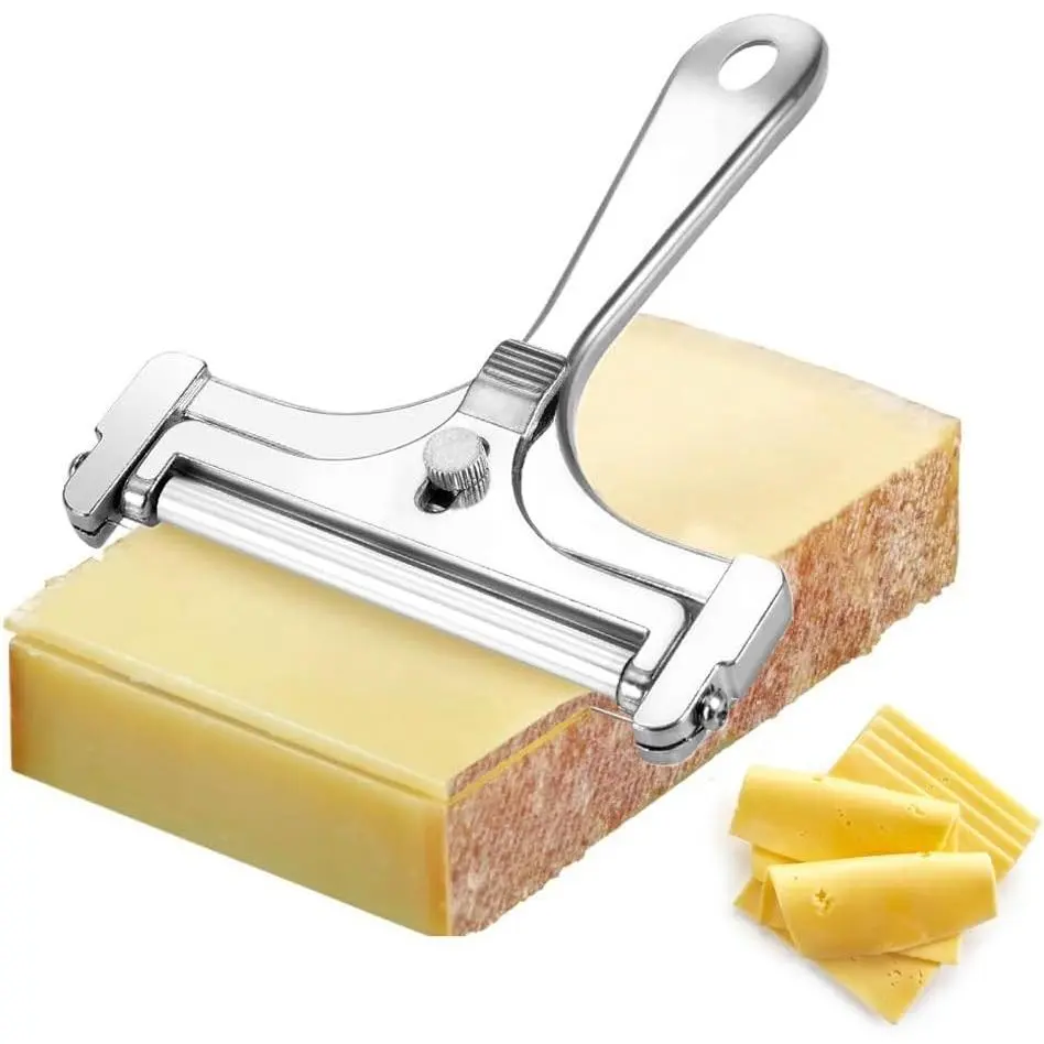 Cheese Slicer with Stainless Steel Wire - Adjustable Hand Held Premium Cheese Cutter Shaver for Mozzarella, Cheddar, Gruyere