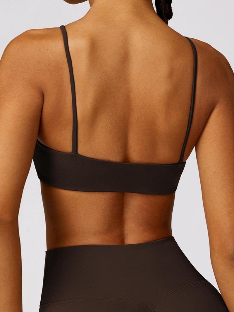 Women's Solid Neck Crop Sports Bra, Quick Drying Breathable Comfortable Sports Bra, Ladies Sportswear for Indoor Outdoor Wear, Sports Bra for Women, Workout Bra, Gym Clothes, Exercise Gymswear