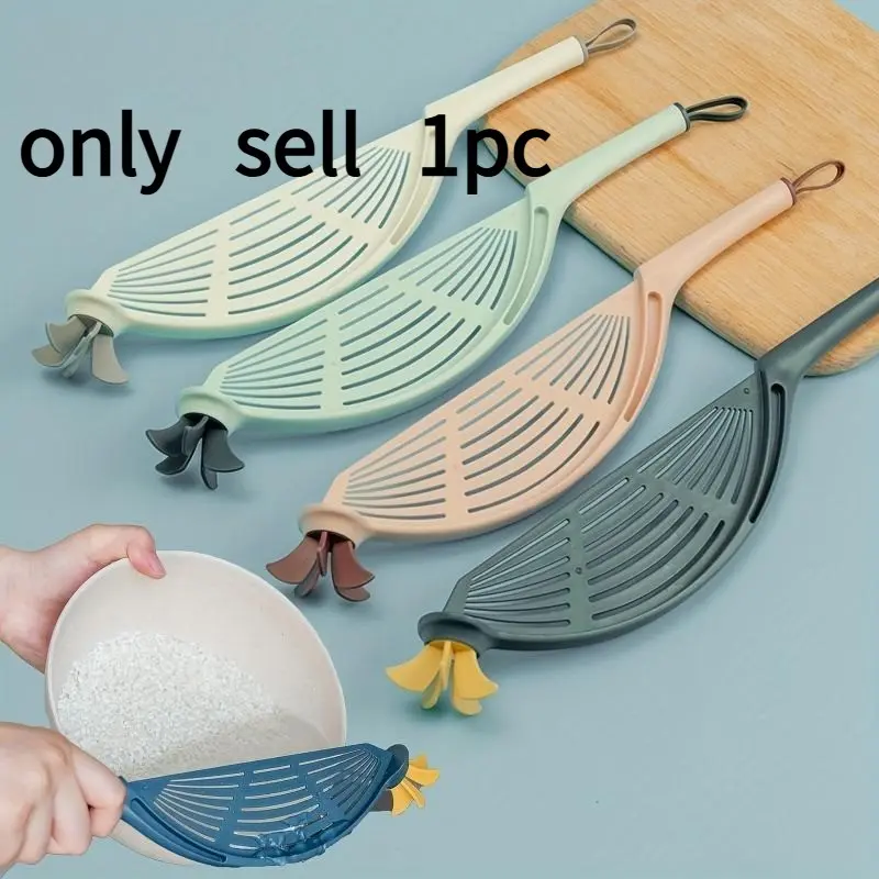 1pc Multifunctional Rice Washing Artifact,Fruit And Vegetable Sieve Scoop, Rice Cleaner Drainer Colander Tools，Plastic Colander, Food Strainer, Drain Water Shovel With Handle, Kitchen Tool For Water Leaking Cooking Baking