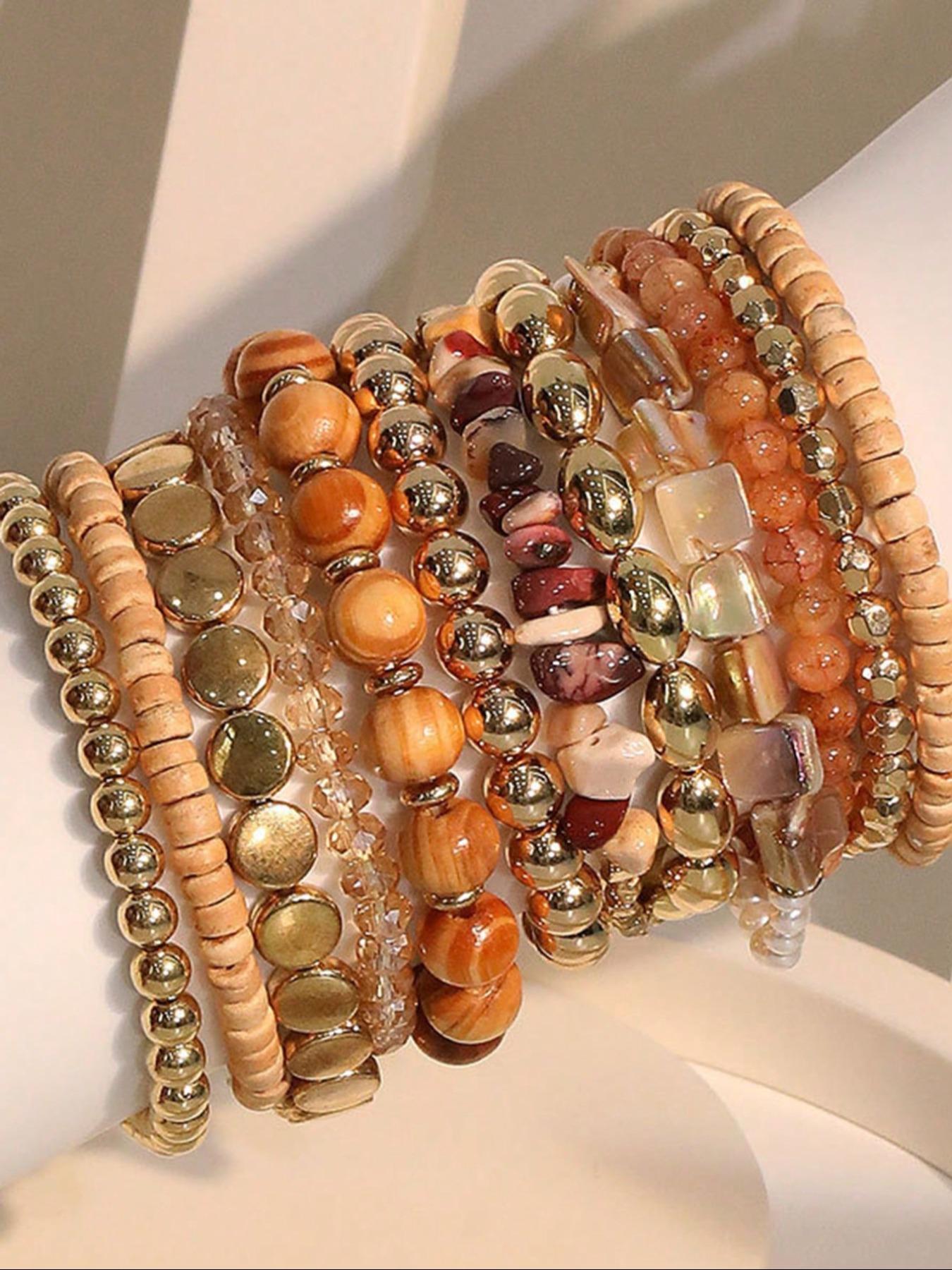 Boho Style Beaded Bracelet Set, Fashion Handmade Beaded Bracelet for Women & Girls, Casual Trendy Accessories for Party, Daily Clothing Decor, Bohemian Bracelets