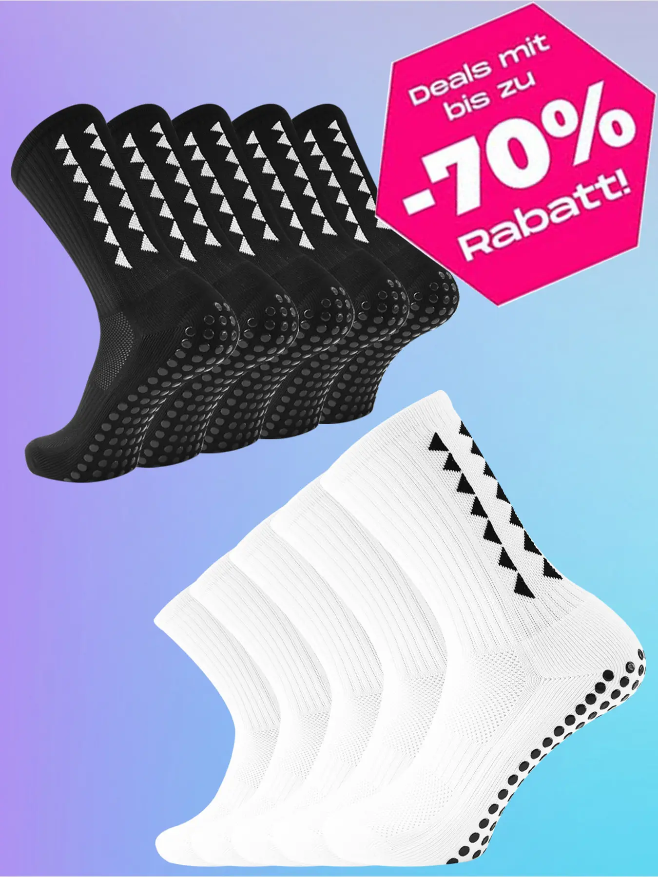 10 Pairs Men's Soccer Socks with Grip, Non Slip Anti Slip Athletic Socks with Cushion Pads for Football/Basketball/Hockey, Sports Socks