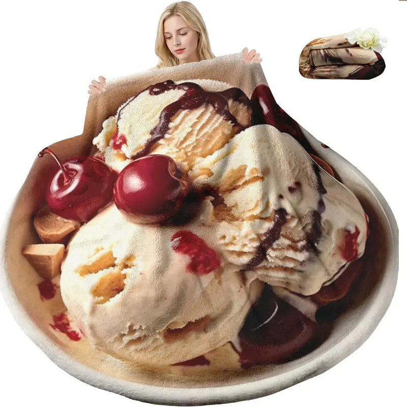 Delicious Ice Cream Print Blanket, Soft Plush Non-Shedding Warm Blanket, Home TV Watching, Camping Picnic, Office Nap All-In-One Use