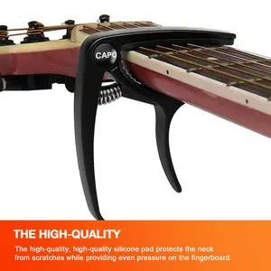 Metal Guitar Capo with String Pull Function, Universal for Acoustic and Electric Guitars, Secure and Easy to Use Spring Clamp