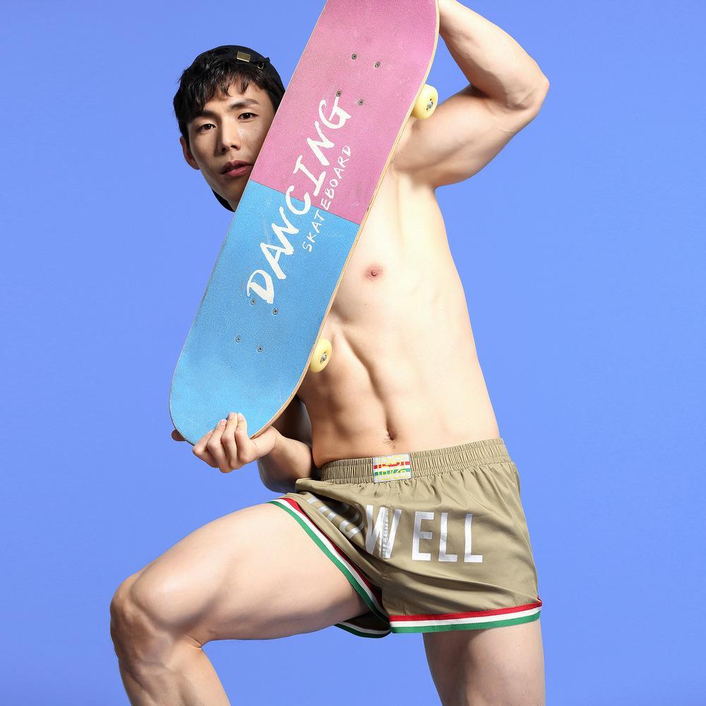 Tauwell Mens Sports Shorts Trendy Comfortable Youth Casual Three-Point Pants Polyester Fabric  - Menswear Trouser Elastic