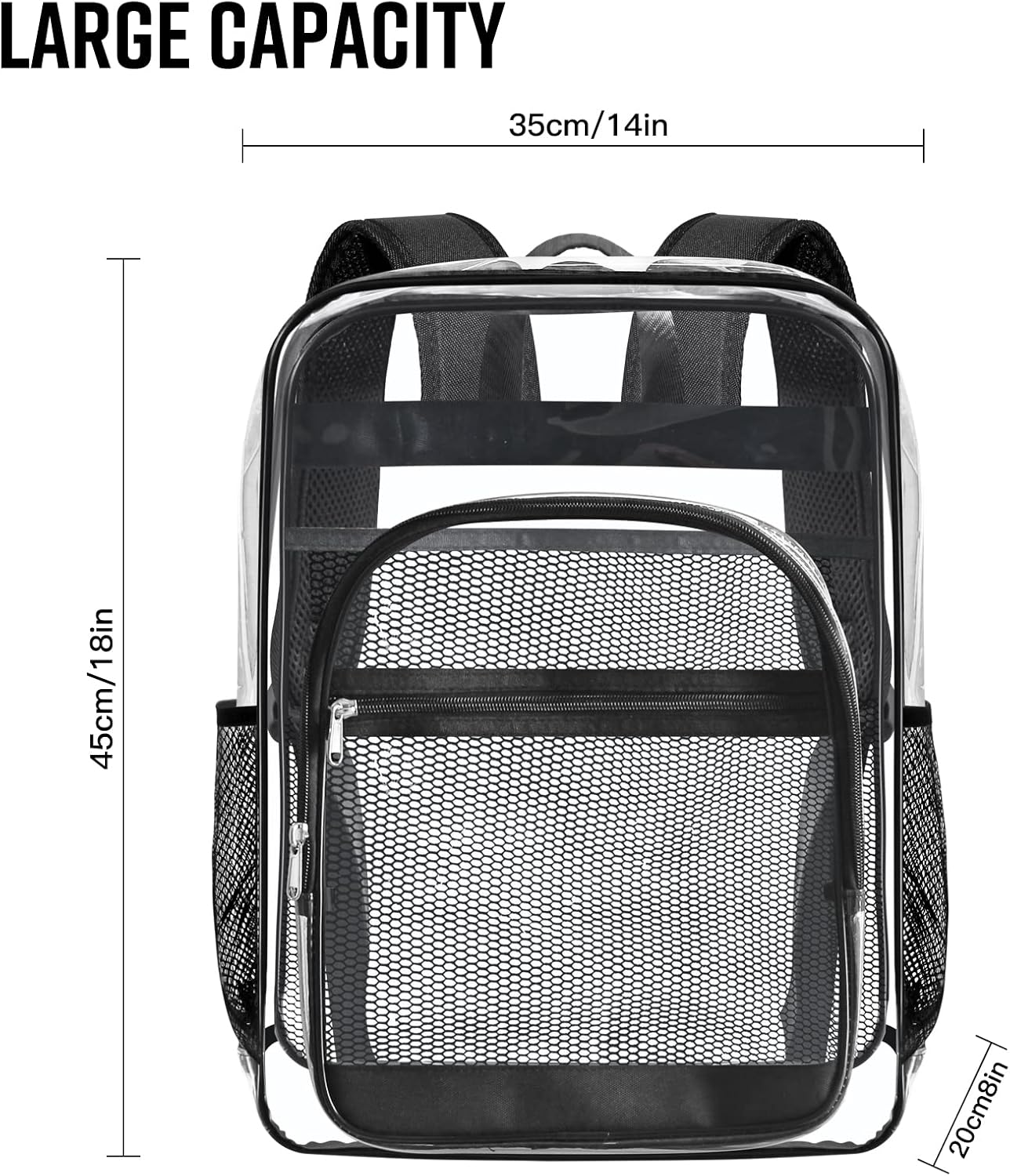 Clear Backpack, Clear Bookbag for School, PVC Plastic Material, Reinforced Straps Heavy Duty Transparent Backpack, See-Through Schoolbag for ,Stadiums,Work, Travel, College Clear Backpack, Clear Bookbag for School, PVC Plastic Material, Reinforced Straps Heavy Duty Transparent Backpack, See-Through Schoolbag for ,Stadiums,Work, Travel, College