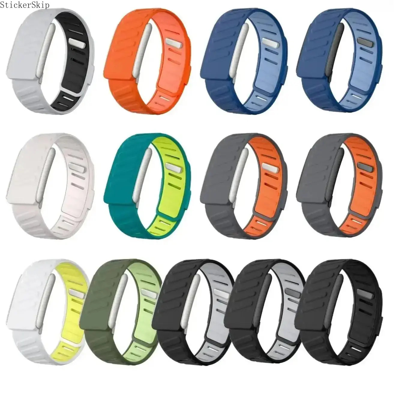 Two-Tone Silicone Replacement Band Only for WHOOP 5.0, Waterproof Breathable Adjustable Elastic Fitness Wrist Strap, Soft Durable Sports Bracelet in Light Gray & Black for Workout & Daily Training