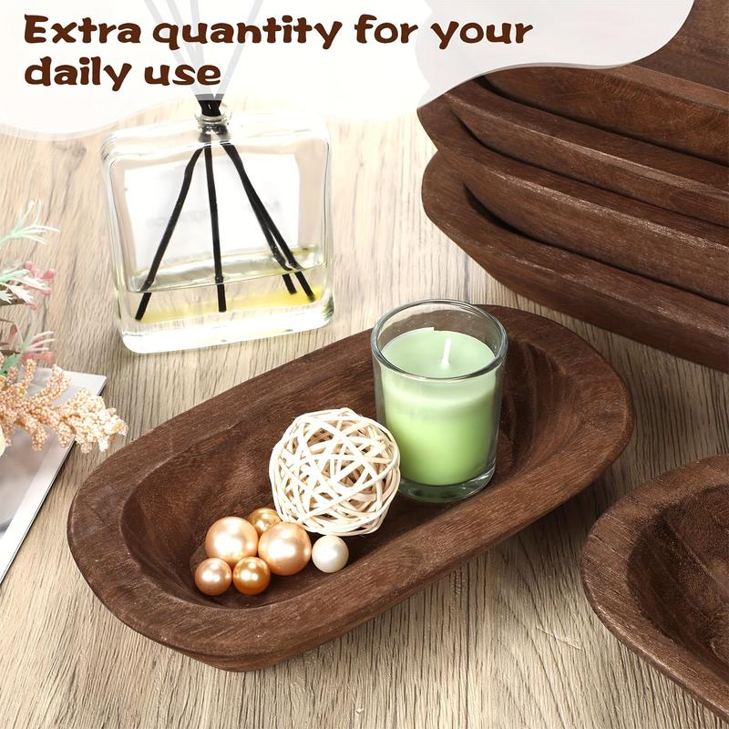 10 Pack Wooden Dough Bowls Bulk Rustic Dough Bowls Hand Carved Wood Bowl Dining Room Paulownia Bowls For DIY Home Crafts Making Farmhouse Fruits Supplies Decoration