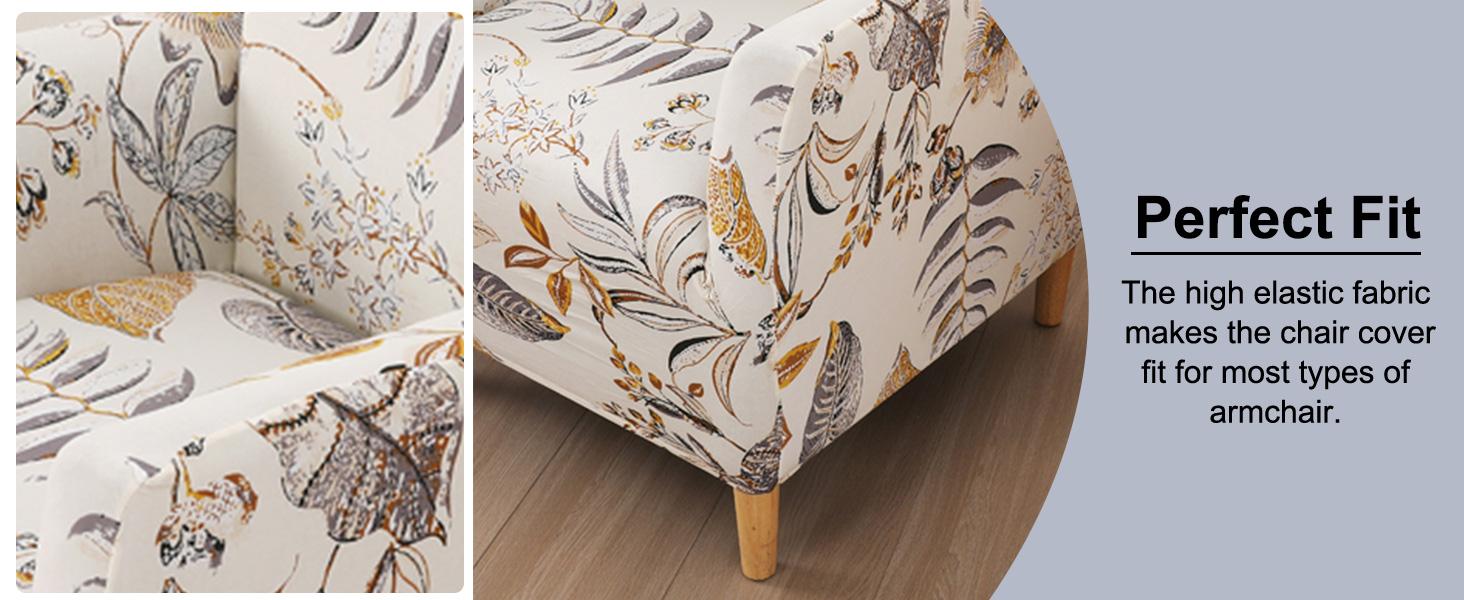 CRFATOP Stretch 1 Piece Chair Covers with Arms Printed Accent Chair Cover Armchair Flower Soft Banquet Armchair Covers Washable Chair Slipcovers for Living Room Office Reception Reading Sofa,02