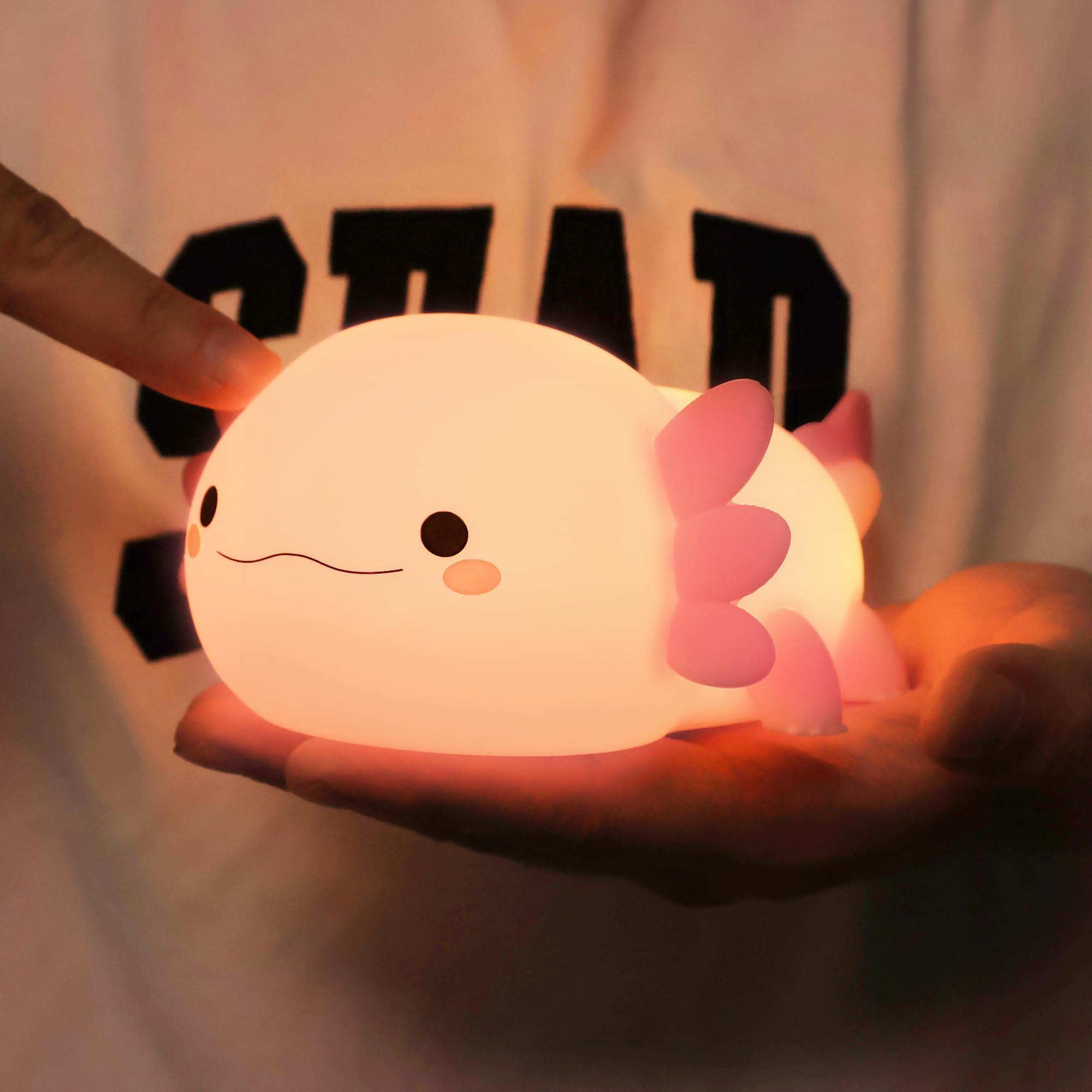 Cute Axolotl Design Night Light, USB Rechargeable Silicone Touch Lamp, Novelty Lighting for Bedroom, Living Room, Home Decor