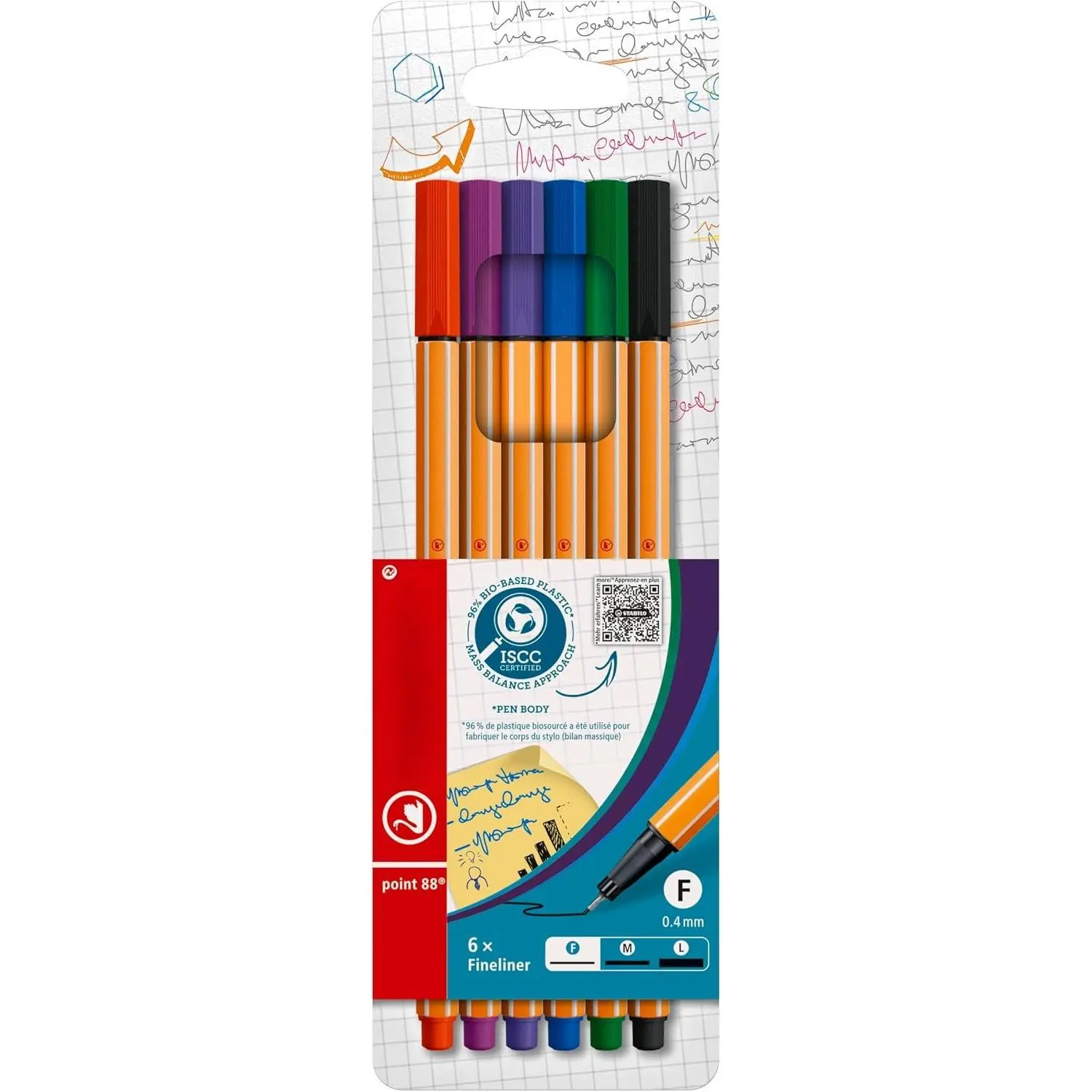 - point 88 - Fineliner - Pack of 6 -  colors
