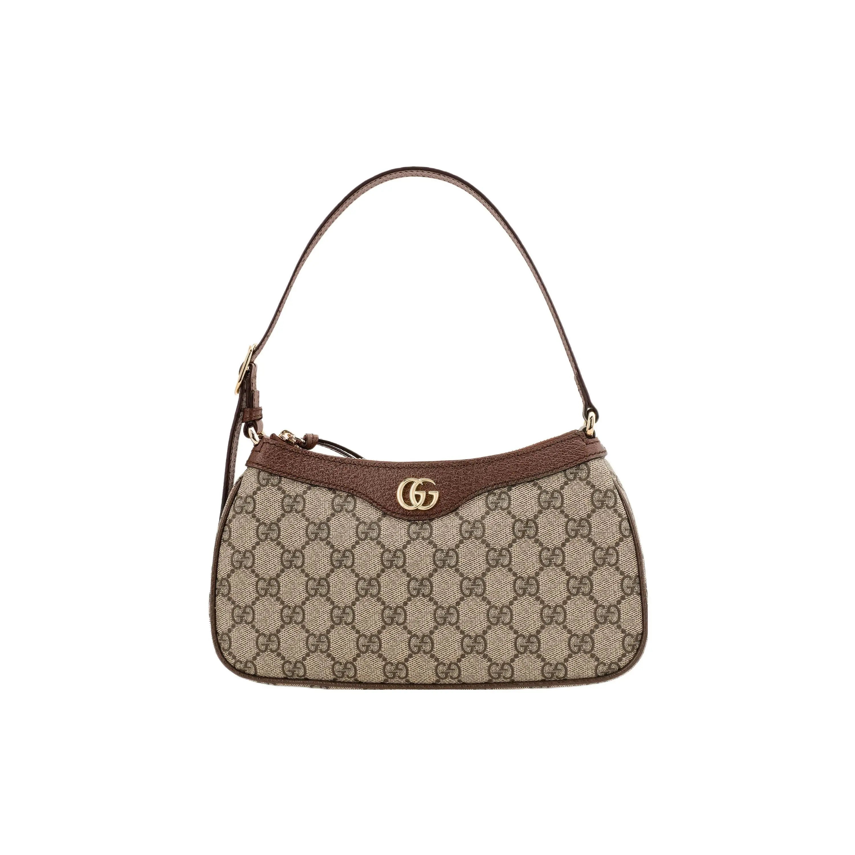 Gucci Ophidia GG Canvas and Leather Mini Crossbody Bag for Women, Ebony and Brown