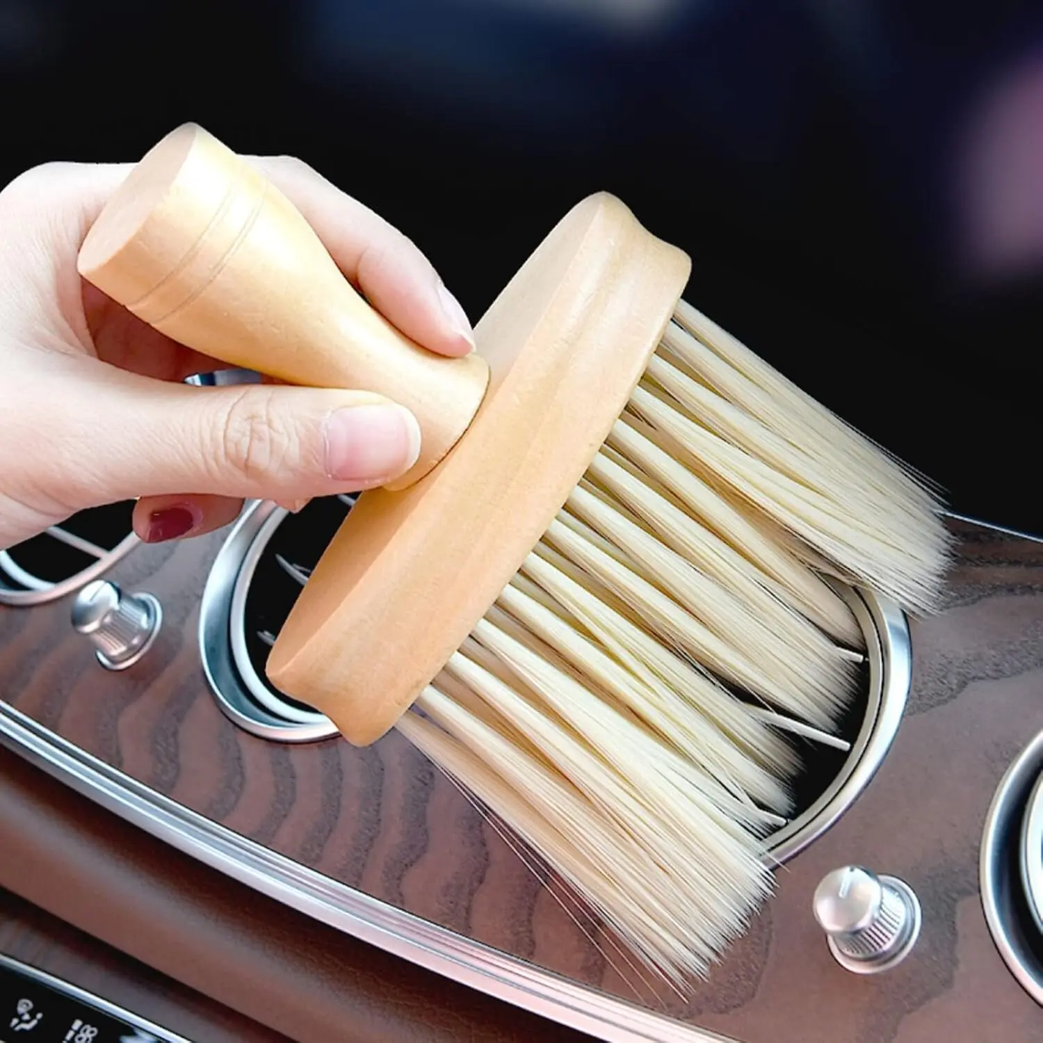High Density Ultra Soft Detail Brush  Interior Dust Brush Accessories  Detailing Brush Soft Hair Wooden Brush Deep Cleaning Tool Kit Keyboards Laptop Sofa Dusting Brush (A-1PC)