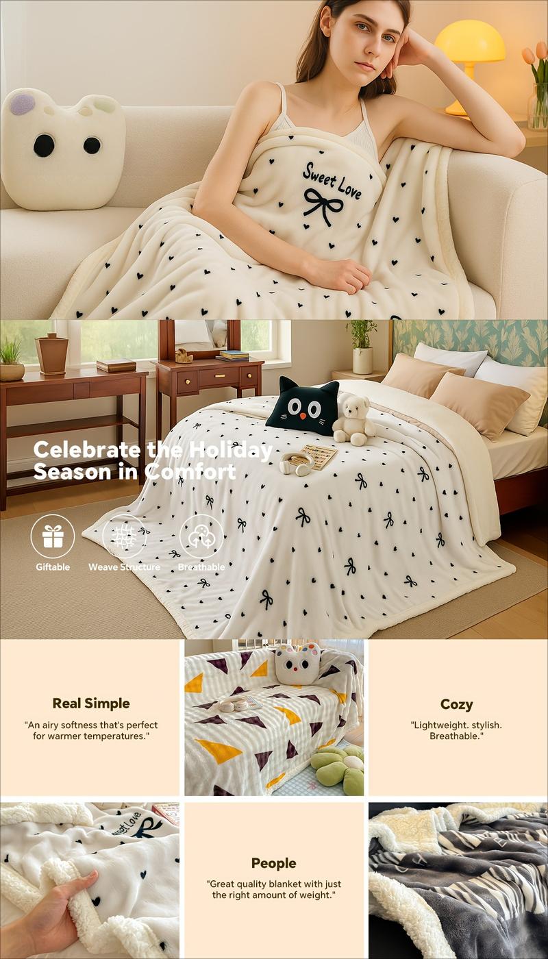 Heavy duty flannel bed blanket - super thick all-season soft and warm machine washable luxury bedspread/sofa blanket, neutral plush home decoration (beige/black/white/gray/blue/red and other colors), suitable for cold floors, modern living rooms