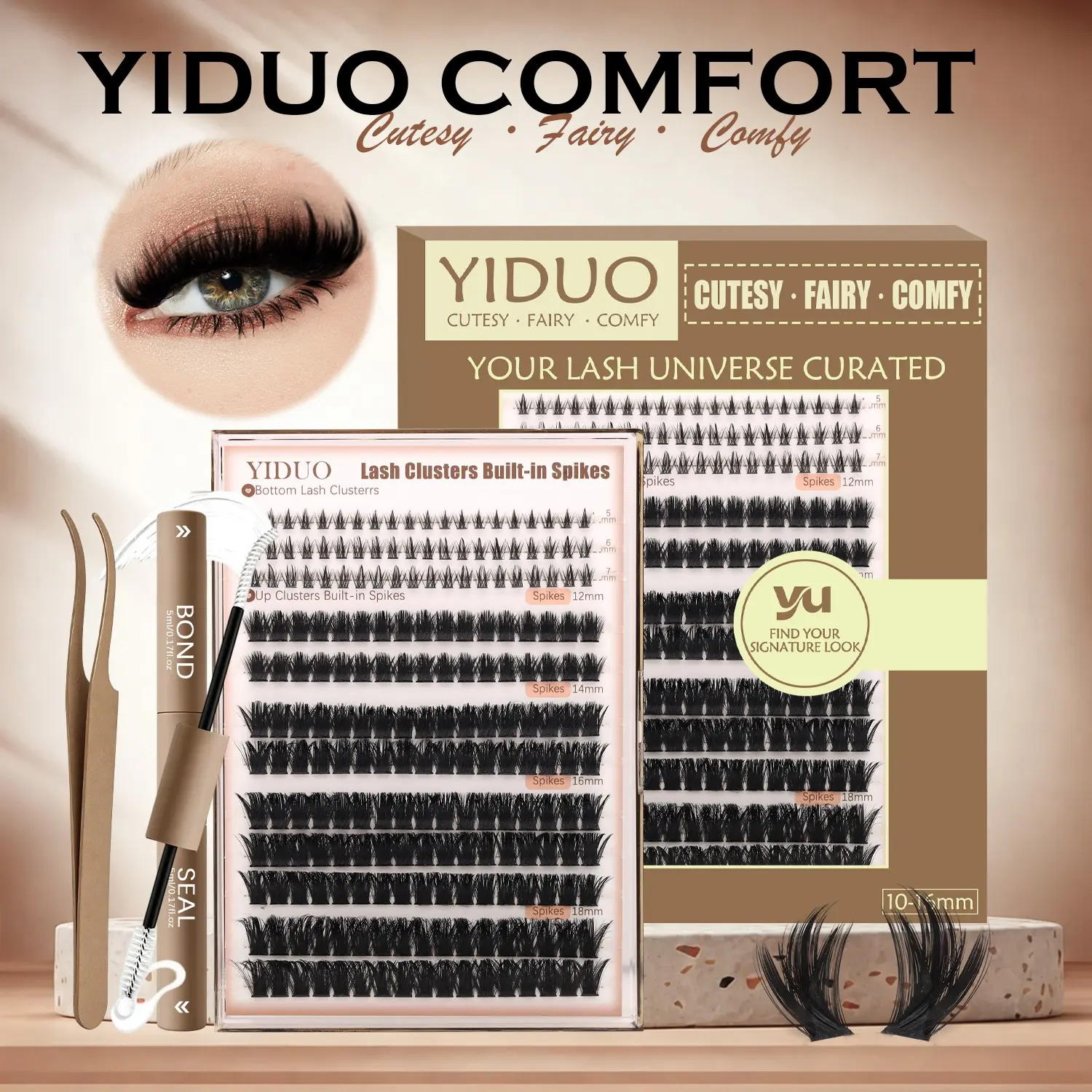 YIDUO 213Pcs Volume Manga Lash Clusters – Spiky Wispy Fluffy Anime Eyelash Extensions with Bottom Lashes, D Curve 12-18mm Mixed Lengths, Fairy Individual Cluster Set