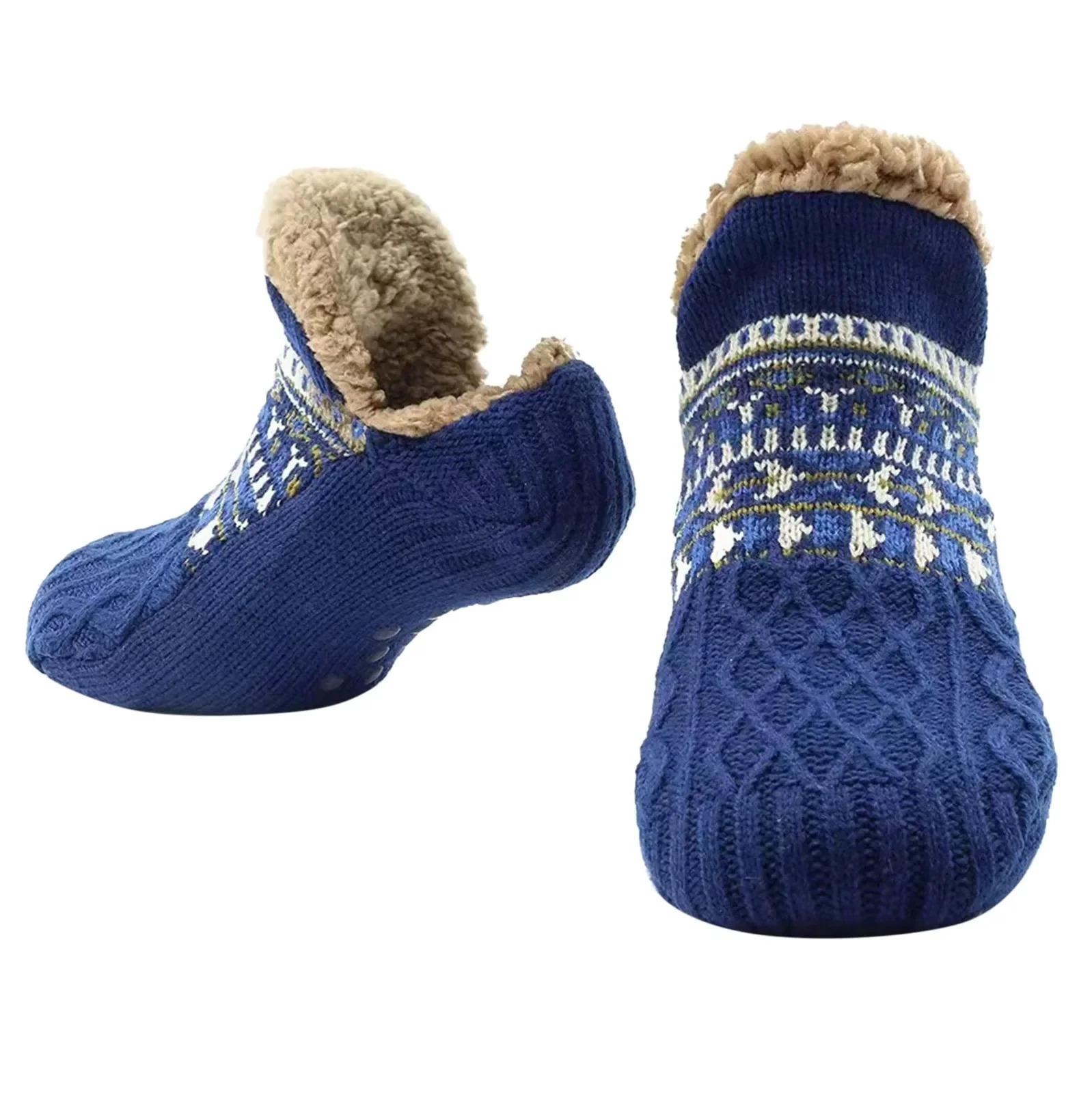 Super Warm Non-Slip Winter Floor Socks Velvet Slippers Sleep Socks for Women Men Snow Carpet Home Wear