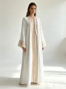 Luxurious Middle Eastern Style Open Front Coat, Loose Fit Bell Sleeve Long Outerwear, Elegant Wraparound Design, Perfect for Layering