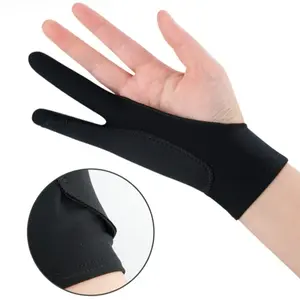 2 Pack 3-Layer Two Finger Artist Drawing Glove, Breathable Smooth Elastic Palm Rejection Tablet Glove, Universal for Left & Right Hand, Ideal for iPad Graphic Design, Sketching, Painting & Stylus Drawing