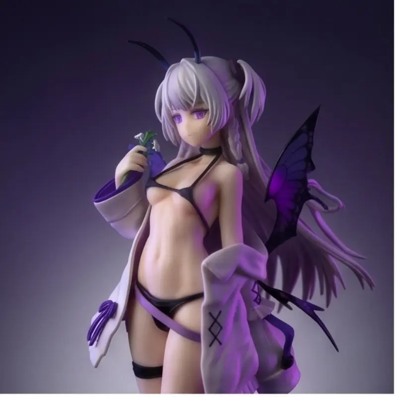 Petunia Butterfly Demon Figure, 14cm Anime Girl Statue, Silver Color Twin Tails, Wing Design, PVC Material, Collectible Ornament