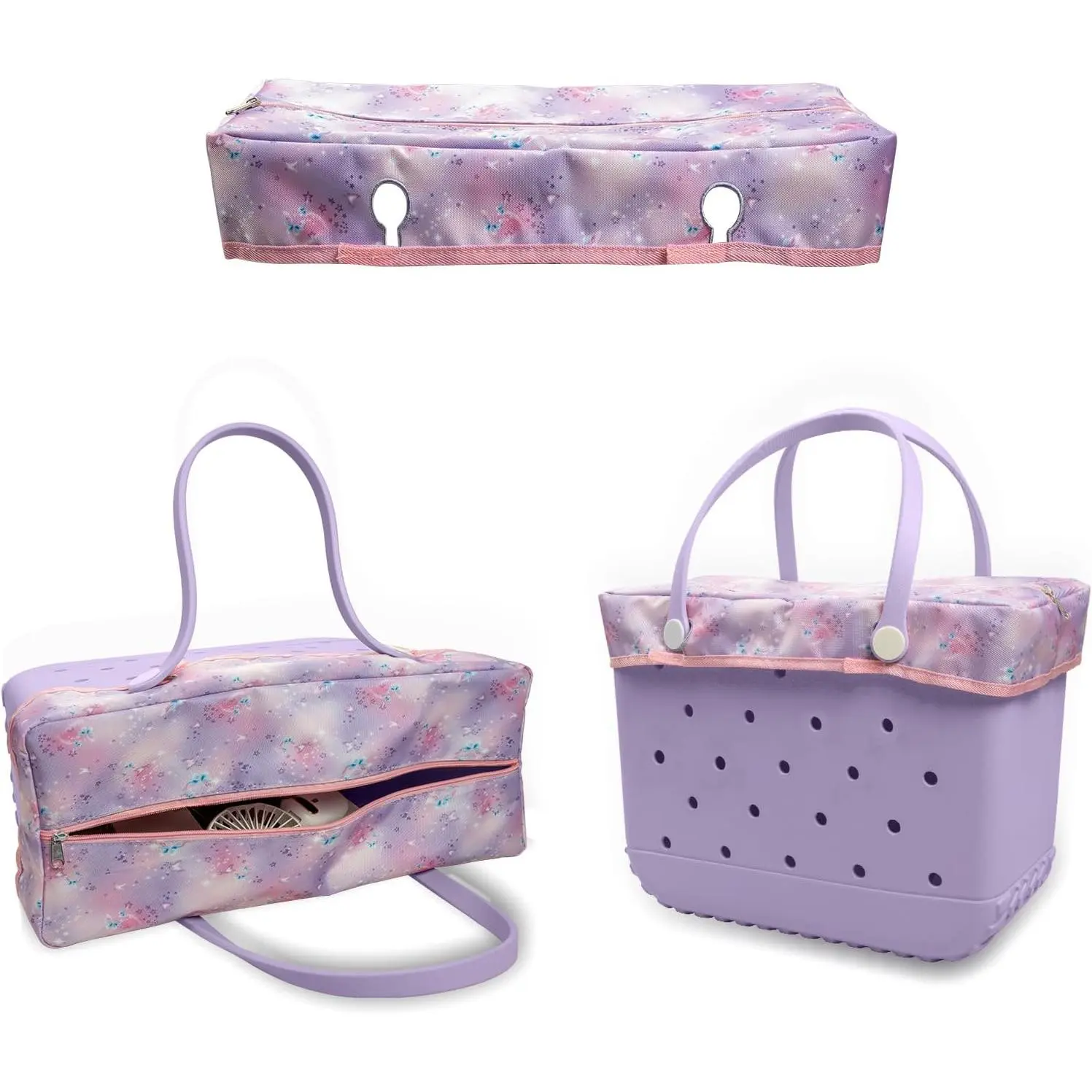 Zipper Topper Lid Only for Small  Accessories, Water-Resistant  Cover & & Tote Organizer, Secure Top Closure Converts Open Tote into Enclosed Bag for Beach, Travel, Pool,  (Small)