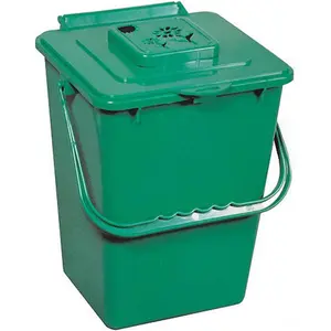 2.4-Gallon Kitchen Compost Collector Pail with Carbon Filter, High-Desnity Polythene, Carrying Handles, 8.5 x 9 x 11 inches, Green