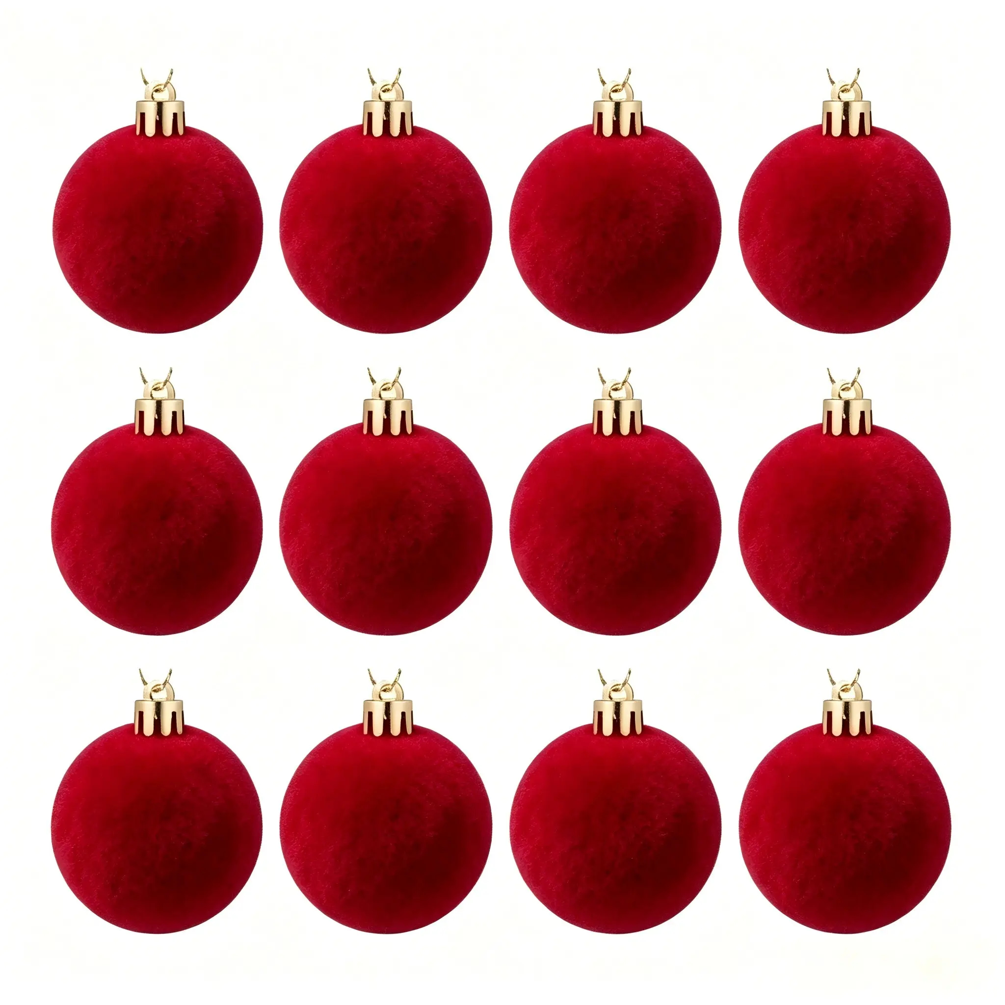 12pcs Wine Velvet Christmas Balls, Hanging Ball Design, Home Decor Tree Ornaments, Durable Plastic Hanging Decor, Perfect for Holidays and Gifts