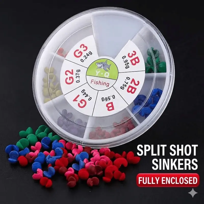 48 detachable split fishing sinkers, with silicone coating for the weights, available in 6 different weights. They have strong gripping power and are not likely to fall off. Suitable for lure fishing, sea fishing, boat fishing and float fishing. The silic