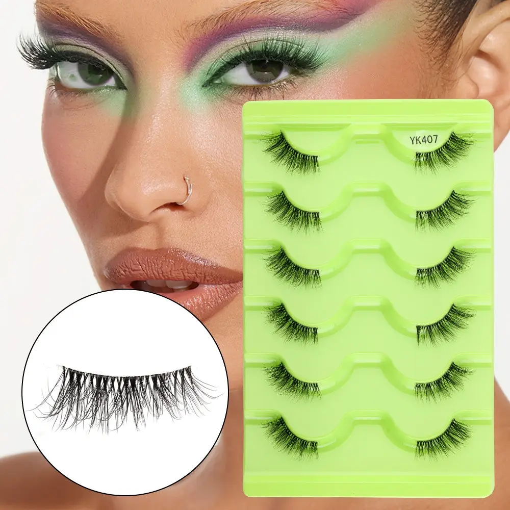 6 Pairs Reusable Half Lash False Eyelashes, Natural C Curl, Mixed Length, 0.10mm Thickness, Ideal for Daily Fresh Makeup