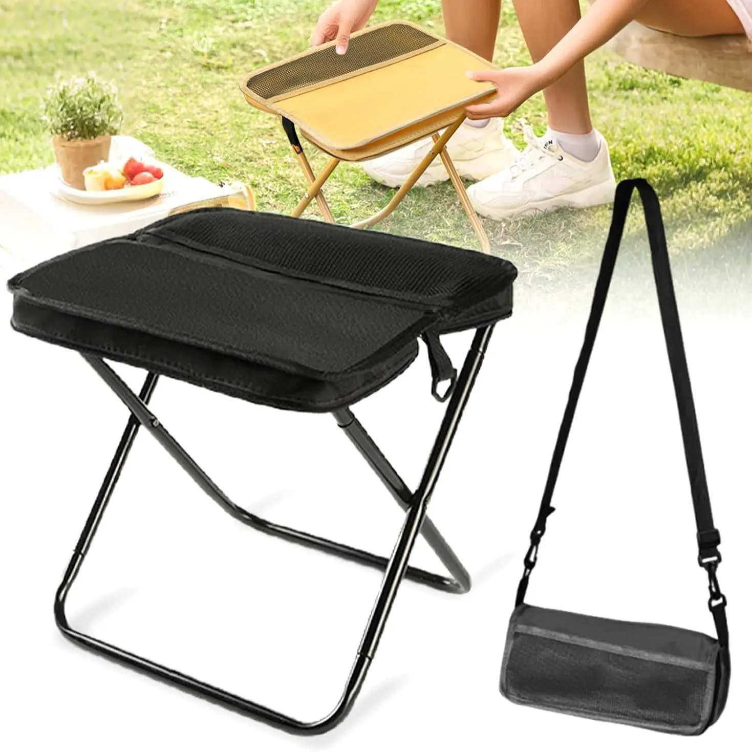 Portable Foldable Backpack Stool for Camping & Outdoor Activities, Lightweight Folding Design, Perfect for Travel & Hiking Use