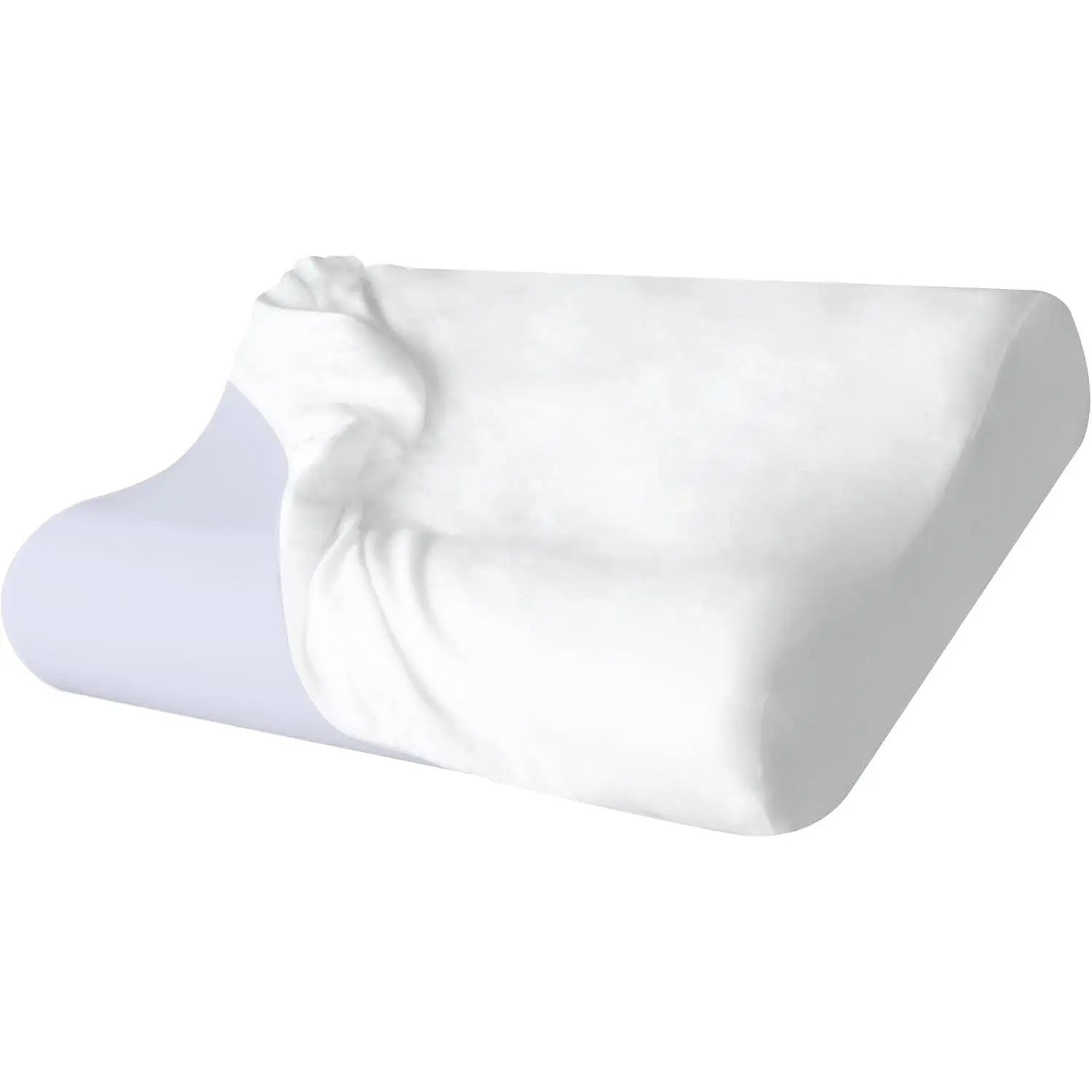 H-101 Synthetic Contoured Pillowcase - Removable, Supportive, Sleeping Cover for Side Sleepers (24”x15”) White
