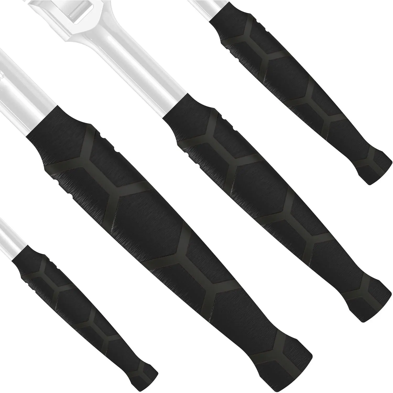 4-Pack Black Heat Shrink Handle Sleeves, Non-Slip Hex Textured Tool Grip Covers (Part: 1880)