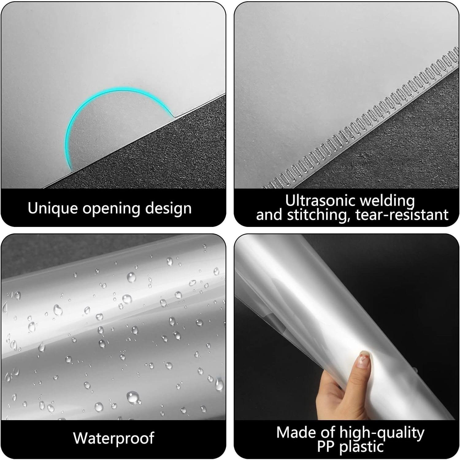 24 Pack Clear Plastic Document Folders Project Pockets for Letter Size A4 Papers, Transparent Sleeves