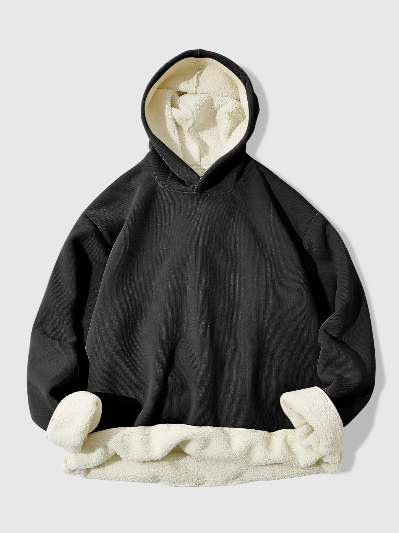 Men Long Sleeve Sherpa Fleece Lined Pullover Hoodie Dark Brown Solid Color Ribbed Cuffs And Hem Soft Plush Thermal Warm Hooded Neck Oversized Loose Fit Vintage Casual Streetwear Daily Winter Thickened Outerwear Sweatshirt