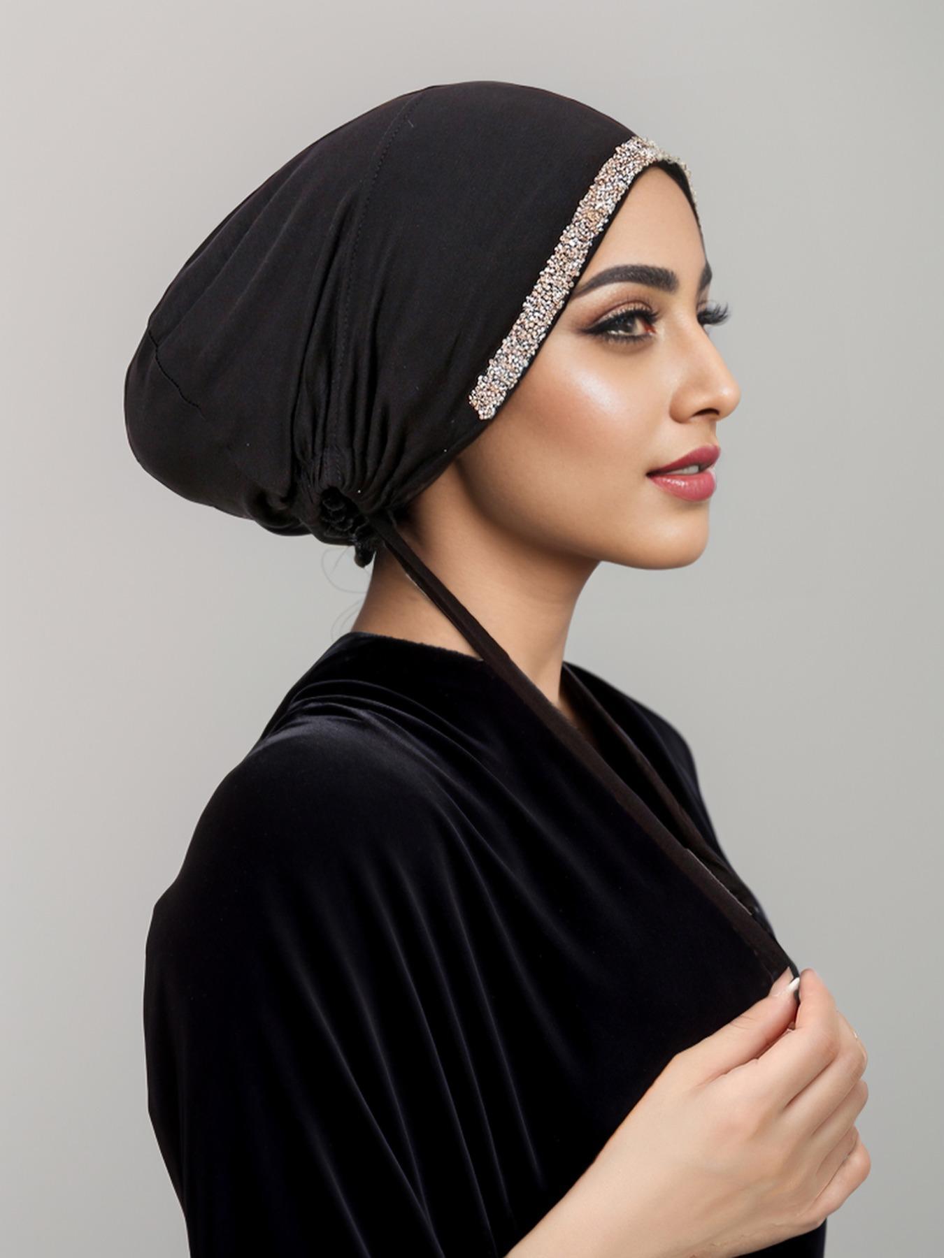 Women's Rhinestone Decor Instant Hijab, Modest Fashionable Hijab for Daily Wear, Women's Islamic Clothing for All Seasons, Clothes for Women