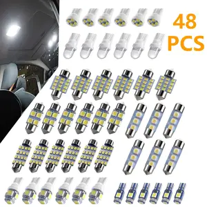 48pcs LED Interior Car Lights Kit, Led Car Ambient Light, Premium Bright LED Bulbs, Dome Map Dash Door License Plate Tail Lights, for Cars, Trucks, RV, Boat, LED Dashboard