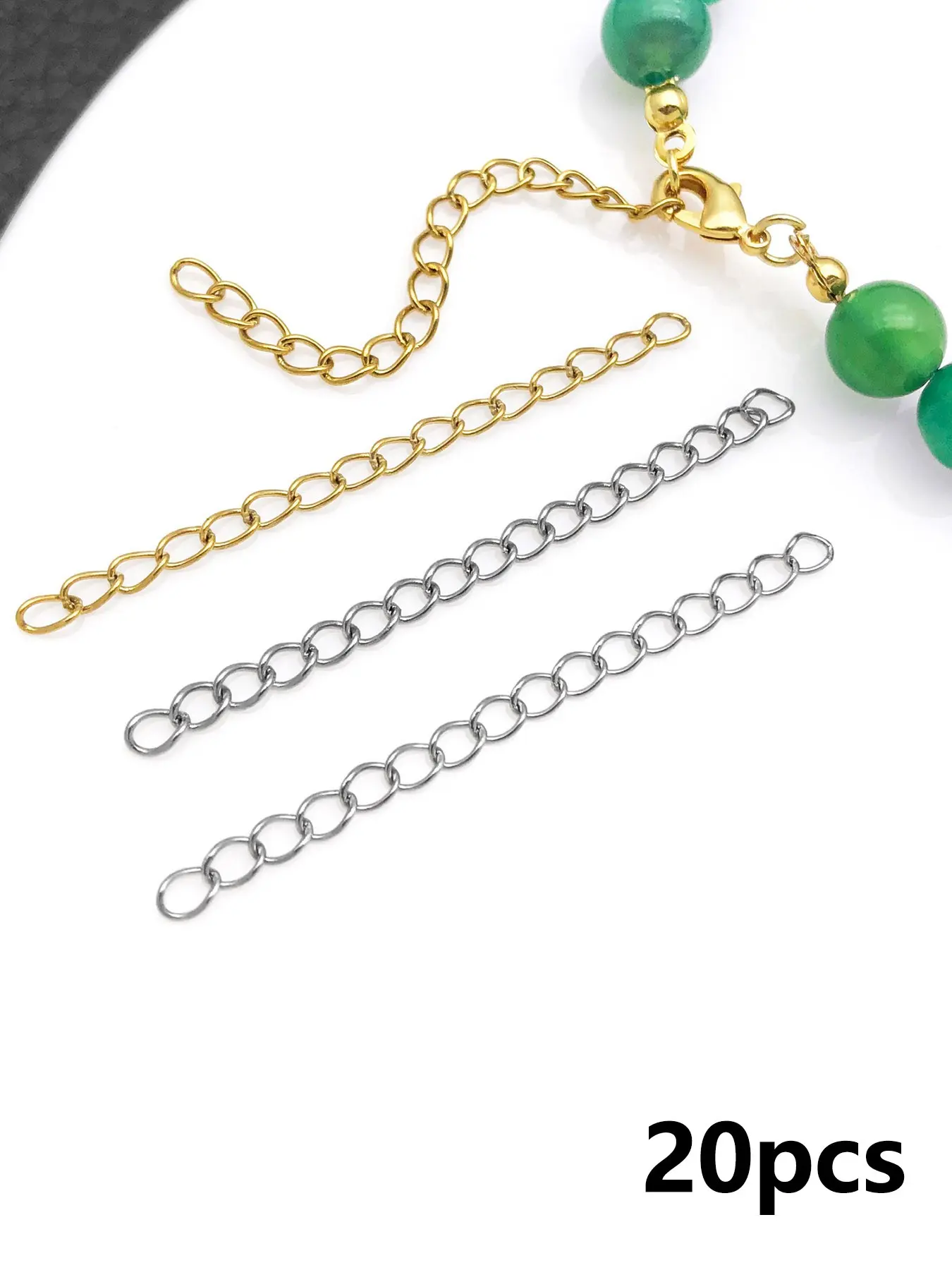 20pcs Stainless Steel Extension Chains Buckle Free Bracelet Extenders,Length 5 Centimeters,DIY Necklace Jewelry Making Accessories