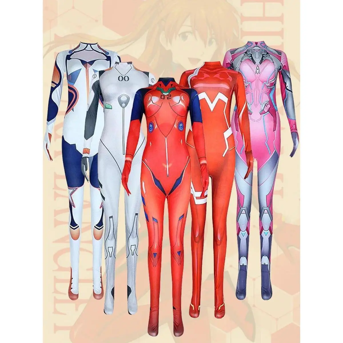 Asuka Langley Soryu Ayanami Rei Zero Two Dva disfraz de Cosplay, mono de prueba Asuka, traje Zentai, traje de Anime para mujer