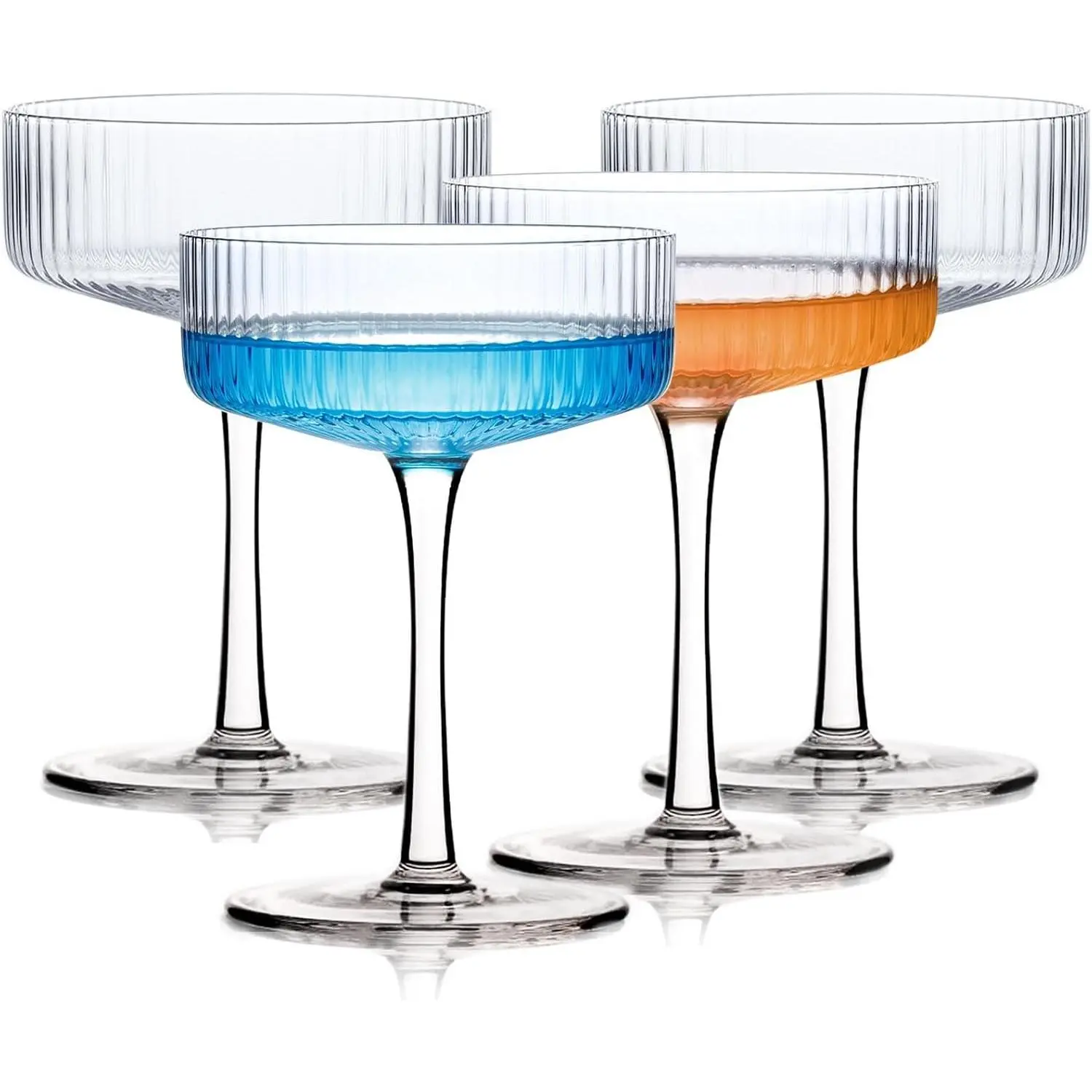 Handblown Crystal Coupe Glasses Set of 4, 9 oz Martini Glass Set with Stem, Elegant Cocktail Glasses for Bar, Margarita, Cosmopolitan, Manhattan, Gimlet, Unique Gift, Father's Day