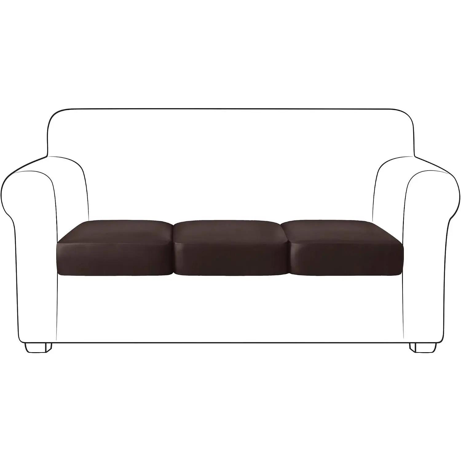 PU Couch Sofa Cushion Slipcover-Elastic Chair RV Seat Covers Loveseat Sofa Furniture Protector Slip Cover for Settee Living Room3 Pieces, Chocolate