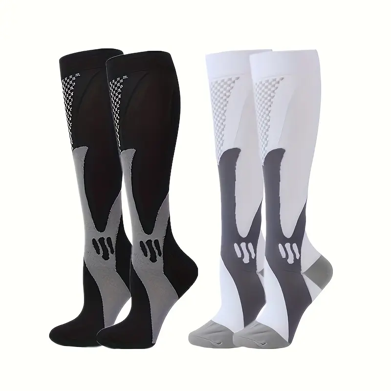 2-Pack Professional Knee High Compression Socks for Women & Men, Athletic Anti-Slip Grip Socks for Running, Gym & Sports, Compression Socks Women