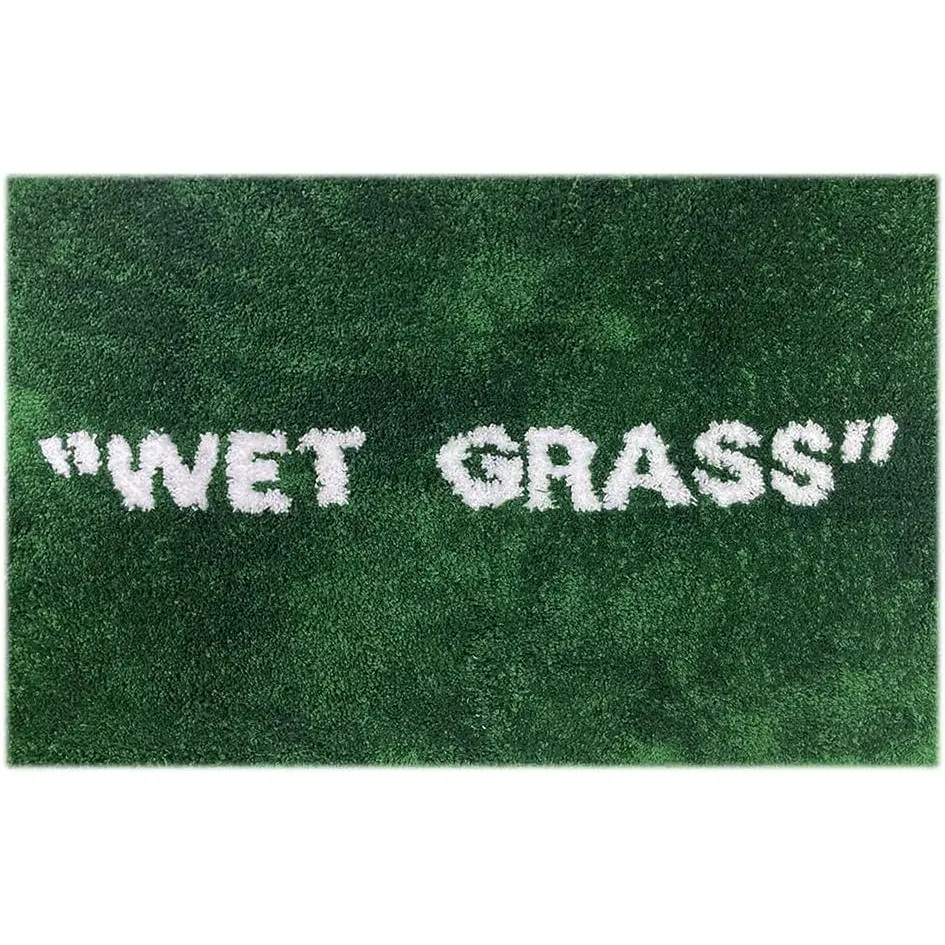 Wet Grass Rug - Green Grass Classic  Flocked Area Rug - Hypebeast  Decor Carpet - 20 * 32in (50 * 80cm) Indoor Entryway/Bathroom Mat/Sneaker Display Mat - Artistic  Floor Mat
