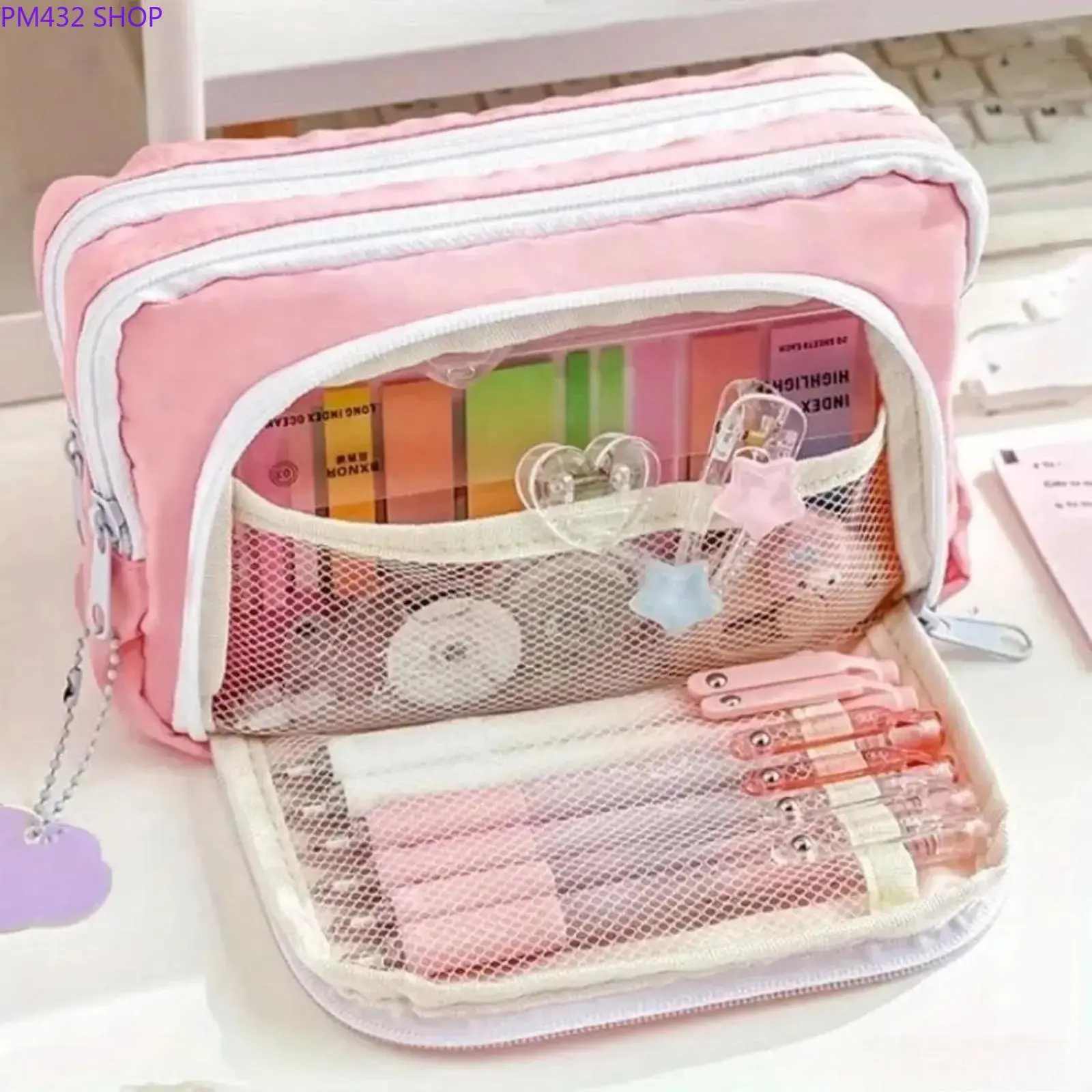 Front Open Pencil Case, Large Capacity Aesthetic Pen Pouch with Clear Window Design, Minimalist Stationery Organizer Bag for Students, Cute School Pencil Case for Everyday Use summerwins