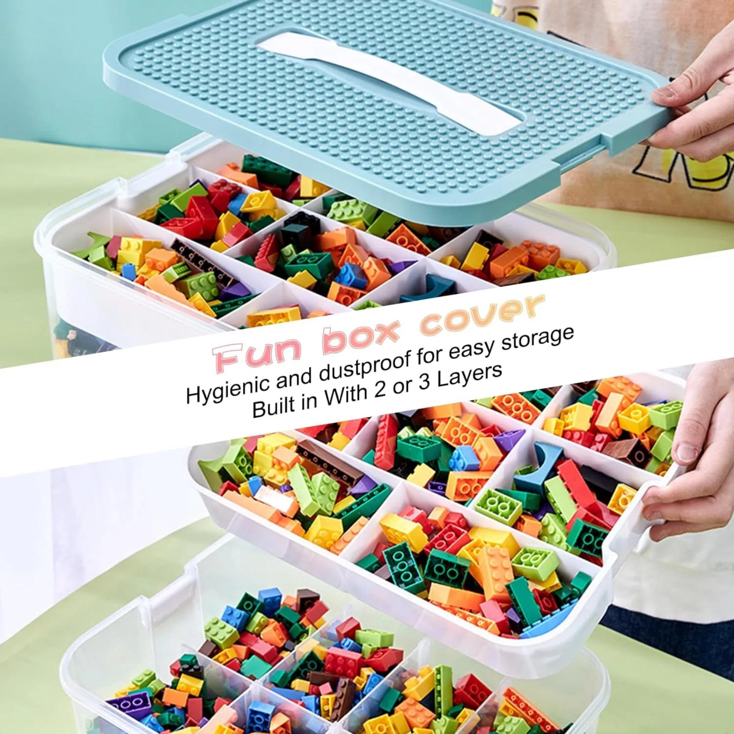 1 large particle building block storage box, super large capacity parts sorting bucket, 3-layer stackable storage box, suitable for home organization, ideal for bedrooms and game rooms, Clear storage box