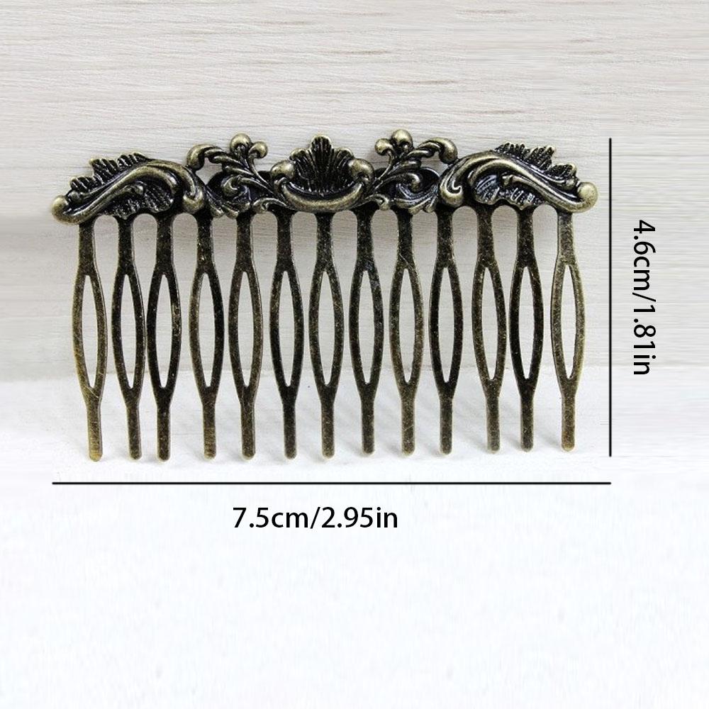 Alloy Filigree Hair Comb Setting, 1 Count Metal Handle Comb, Heatless Styling Tool for Women & Girls, Hair Styling Accessories for Daily Use, Clip In Claw