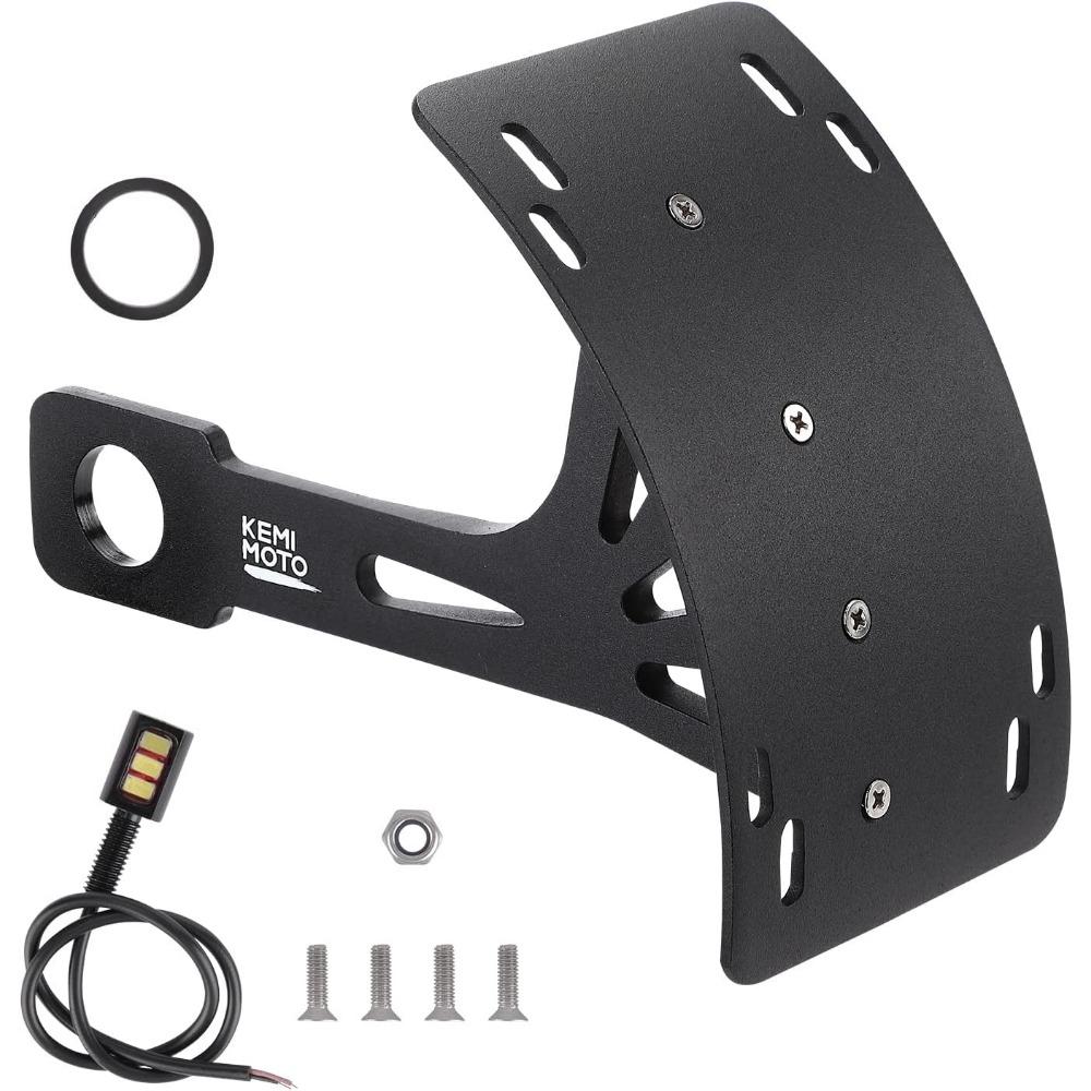 THE WELL KEPT License Plate Bracket For Motorcycle, Universal Curved Side License Plate Holder, Black