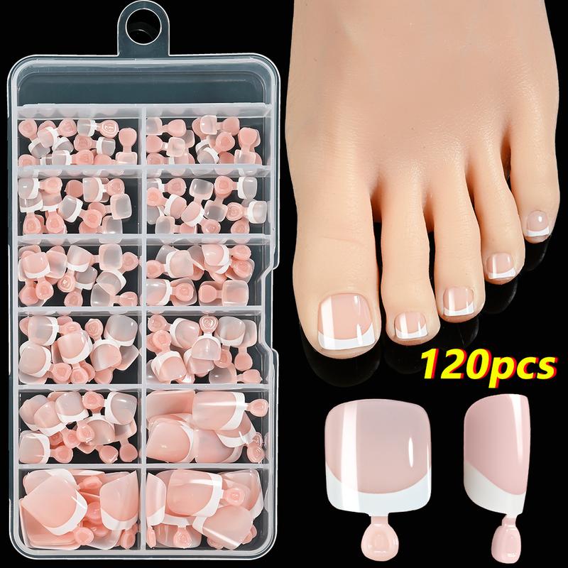 216/120Pcs Press on Toenails 9Colors Short Square False Nail Tips Glossy Nude/Pink/Brown Fake Toenail for Summer DIY Foot