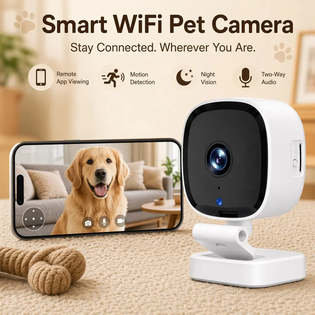 Livpet K7 Mini WiFi Security Camera, Two-Way Voice, Motion Detection, Night Vision, Remote Viewing Via APP, Optional SD Card, Ideal for Home Pet Monitoring